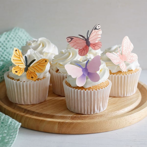 72 stykker fargerike sommerfugler - kakedekorasjon, sommerfugltopper, dekorasjon, cupcake-dekorasjon Färgglad fjäril-a