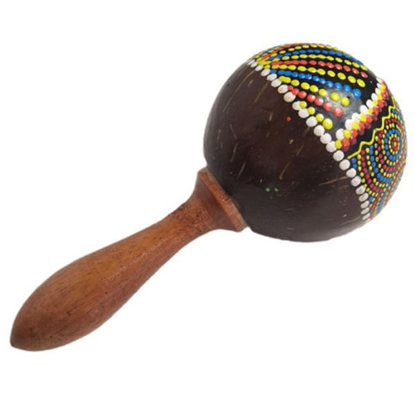 Coconut Shell Sand Hammer Shaker Hand Rattle Percussion Musical Cherry