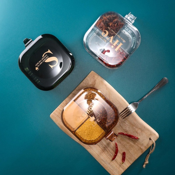 Kryddburk med stor kapacitet genomskinlig plastlock för kök Spice Box Hushållsartiklar
