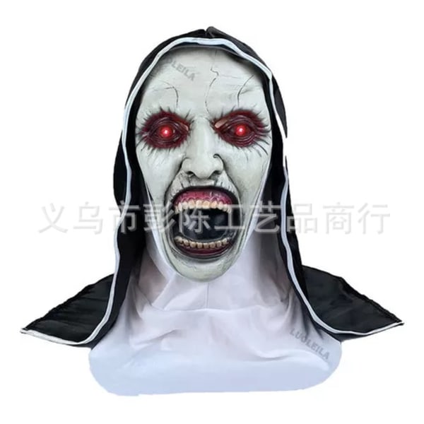 Glødende klovnemaske cosplay Halloween horror hodeplagg tilbake sjel klovnemaske ny tilbake sjel klovn Closed-mouthed nun [white face]