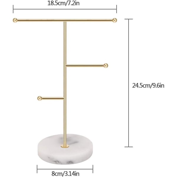 Smyckesställ Display Halsbandshållare T Bar Metallpläterad Bordsskiva Smycken Förvaringstorn För Hängande Hänge Örhängen Armband Ring Tillbehör