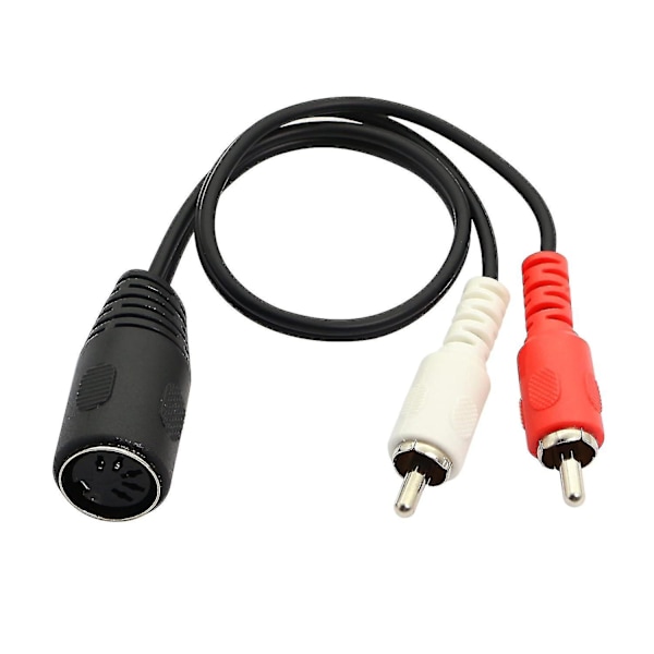 Din 5-polet til RCA-kabel, 1ft 5-polet Din-hunstik til 2 RCA-hanstik lydkabel