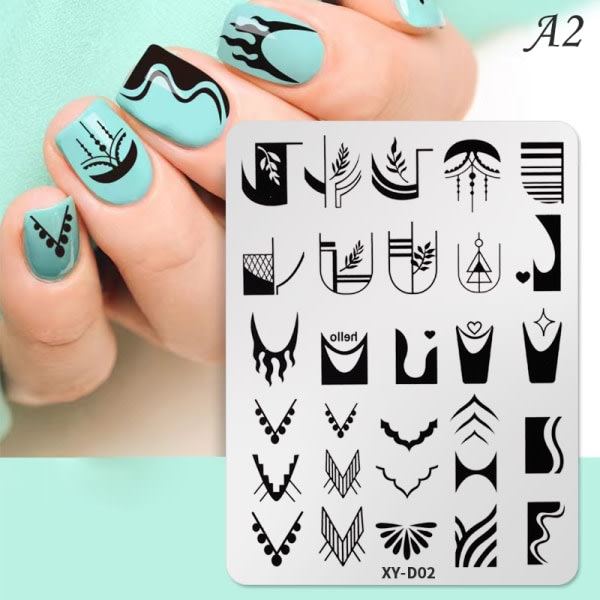 Nail Art st?mpelpl?tar Bild st?mpel Mall Blomma Grid Charm A2 Cherry