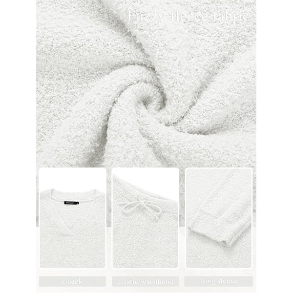Dam 2-delat Klädset, Luddiga Fleece Pyjamas Set Långärmad, Rosa XL