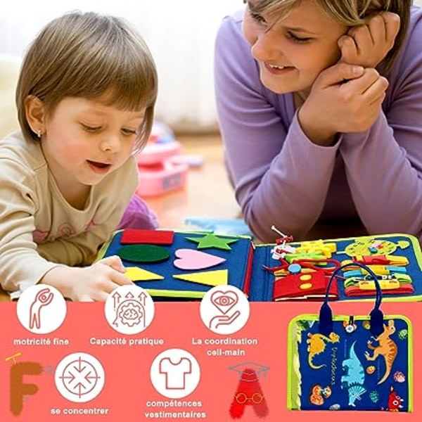 Pedagogiskt spel f?r att l?ra sig finmotorik, dinosaurieleksak B?rbar Montessoribr?da f?r barn Montessoriaktivitetstavla 1 2 3 4 ?r gammal