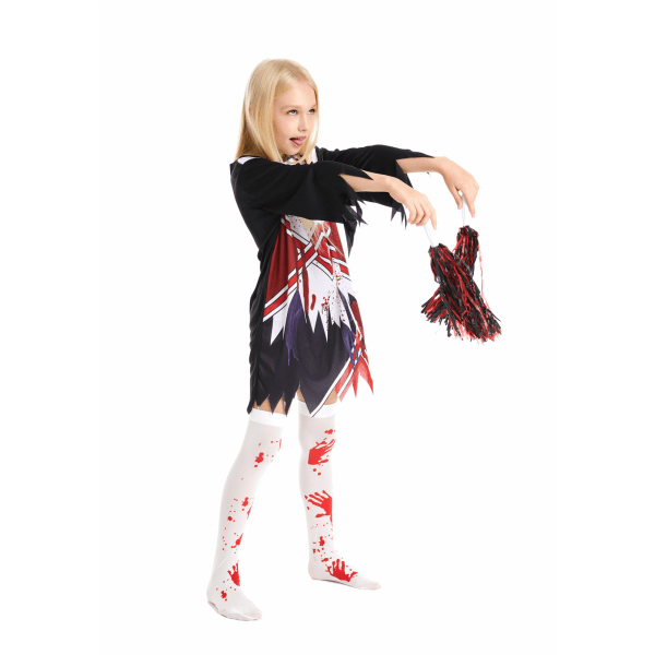 Childs Zombie Cheerleader Kl?nning Halloween kostym S Cherry