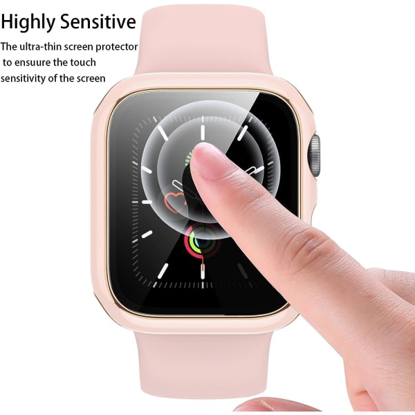 2-pack fodral som ?r kompatibel med Apple Watch case PinkRoseglod/WhiteRoseglod 44mm
