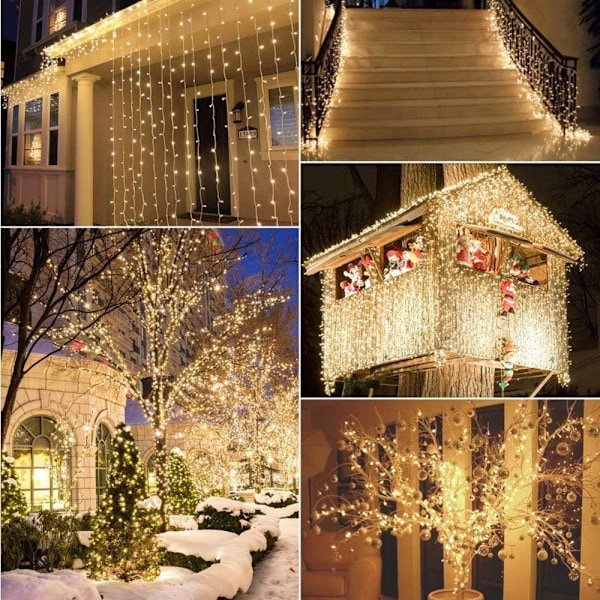 20M 200LEDS Ljuskedja, LED Ljuskedja med Fjärrkontroll, Strömförsörjd, Vattentät Inomhus/Utomhus, Perfekt för Julbelysning