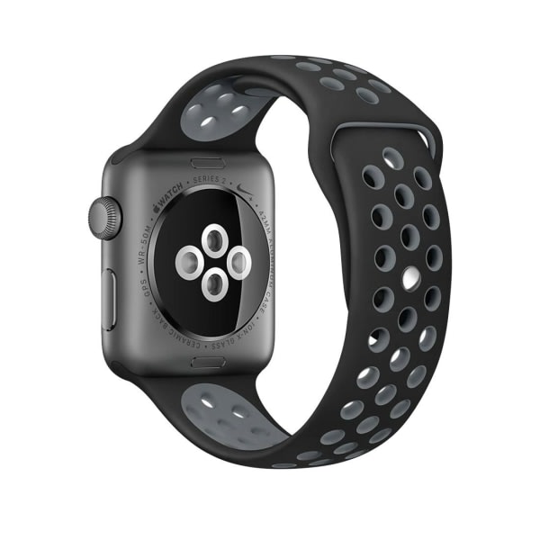 F?r Apple Watch 42/44mm L silikon Sport klockarmband Svart