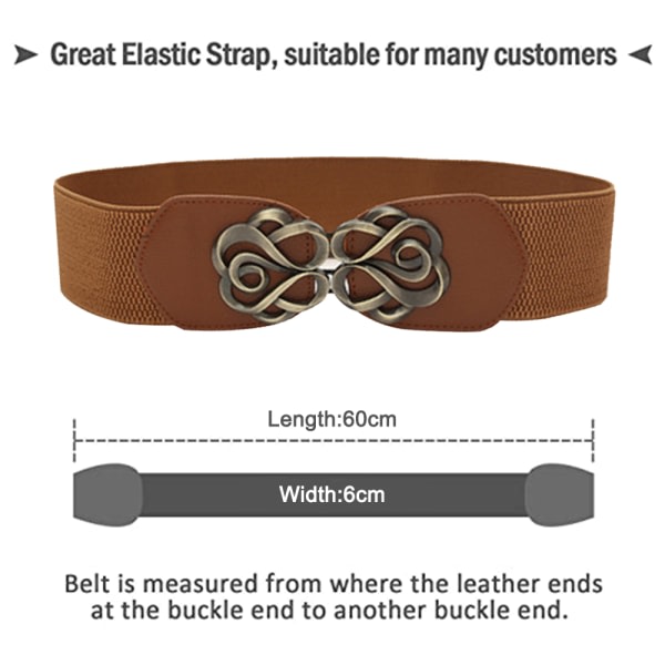 Vintage stil brett elastiskt stretchbälte, antik retrostil brun
