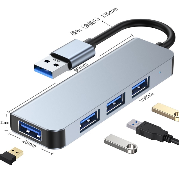 USB hubb, HILZO 4-ports multipel USB hubb, USB 3.0, USB 2.0-hubb