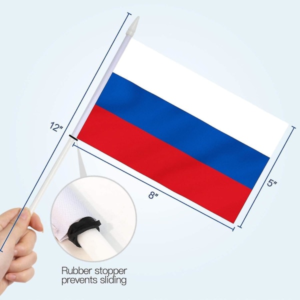 Ryssland Miniflagga 12-pack - Handh?llen sm? ryska miniatyrflaggor p? pinne 5x8 tum