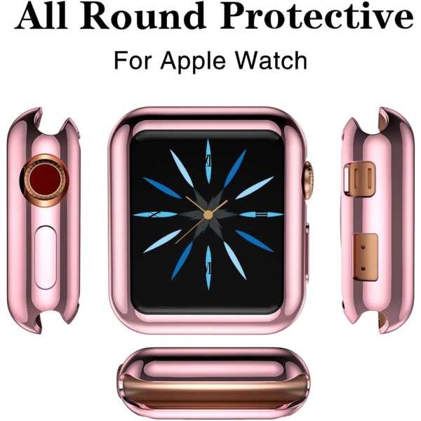 F?r Apple Watch Case 40Mm Series 4 Series 5 Med sk?rmskydd Klar/Svart/Rose Rosa 40mm