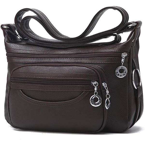Crossbody-väska för kvinnor Handväska i läder Pocketbook Lätt axelväska (brun)