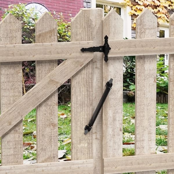 14" staket grind fjäder självstängande och justerbar för trä eller vinyl staket, kolstål, svart (gate fjäder-14")