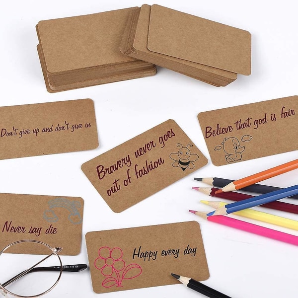 100 st 3,54"x2" blankt Kraftpappersvisitkort, Words Message Notes Paper Tags, Mini Craft Cardboard Festival Presents (brun)