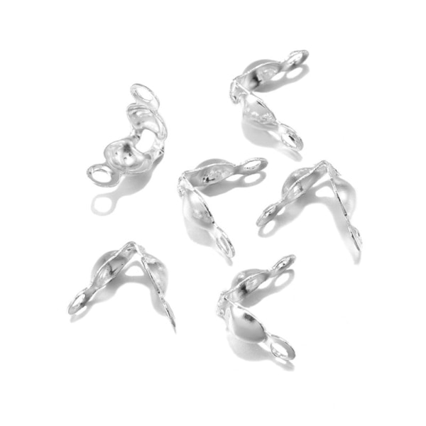 600 st Anslutningsklämma Fitting Crimps Beads Connector SILVER Silver