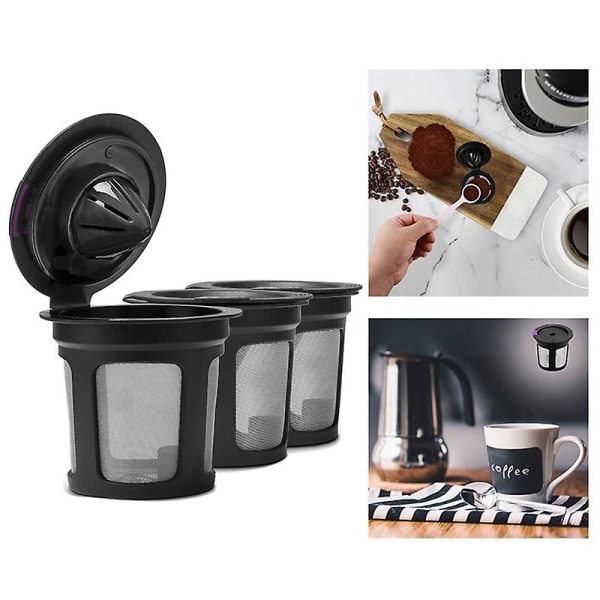 6st Återanvändbara kaffekapselkoppar Påfyllningsbara filtertillbehör till Keurig K Cup
