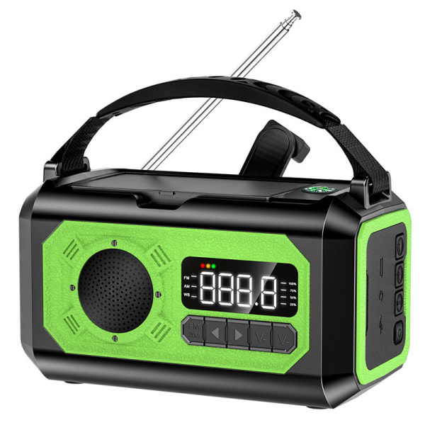Nödhandvevsradio - inbyggd ficklampa, solcell, 12000mAh Power Bank Mörkgrön Dark Green