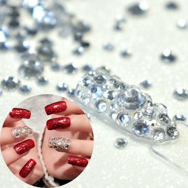 1000pcs Nails Art Rhinestones Mix 2mm 3mm 6mm Clear Crystal Round Beads Nails DIY Transparent Rhinestone for Fingers