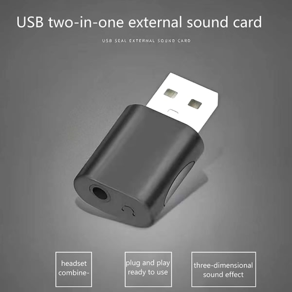 Externt USB -ljudkort USB till 3,5 mm o H?rlursadapter Aux Mic Cherry