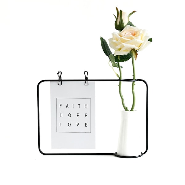 1 set fotoram Nordic Style Multifunktionella järn tavelramar med dekorativ knopp vas för skrivbordet City