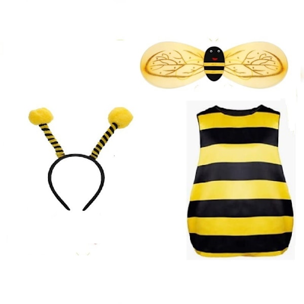 Halloween Voksen Mariehøne Bi Cosplay Party Bi Mariehøne Kostume Vinger Bee 4-piece set + socks L