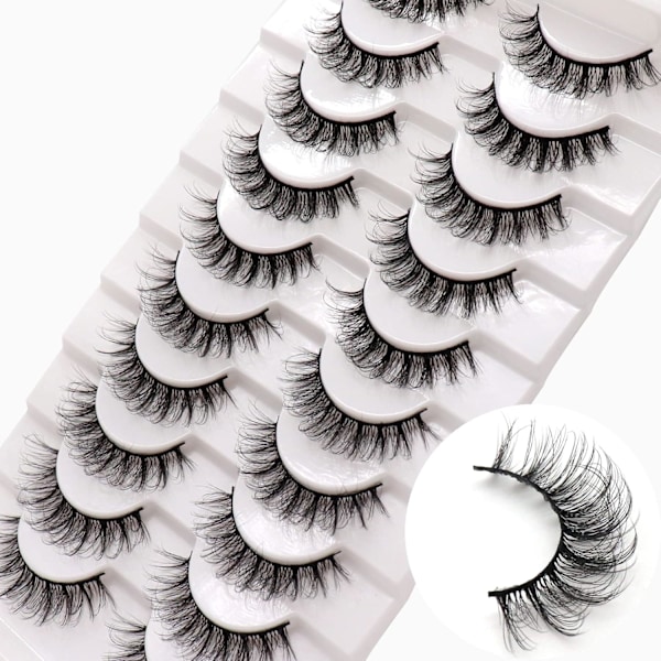 Ryska Strip Lashes DD Curl Falska Ögonfransar Fluffy Wispy Faux Mink Lashes 20 Par 2 Set Pack (D02+D05)