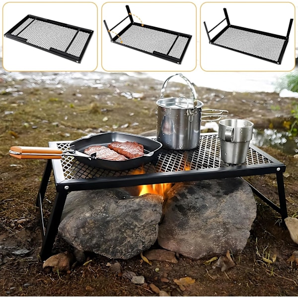 Kraftig sammenleggbar bålgrill, perfekt for camping og grilling