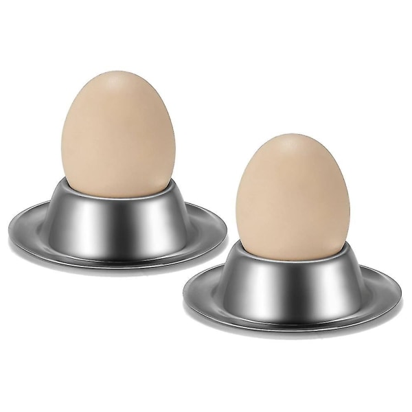 Äggkoppshållare Set med 2-pack, äggkoppar i rostfritt stål Tallrikar Bordshållare för hårda mjukkokta