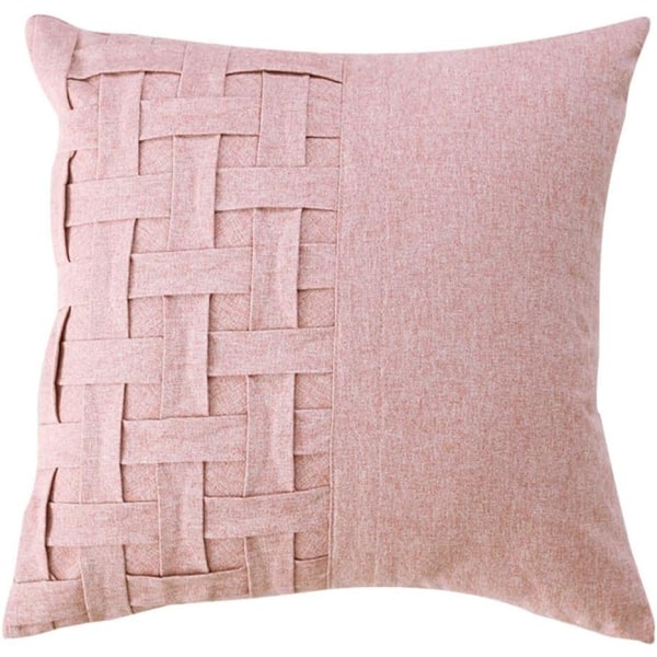 V?vm?nster Dekorativt cover Mjukt linne Texturerat massivt fyrkantigt case f?r soffa i sovrummet (en rosa, 18"x18")