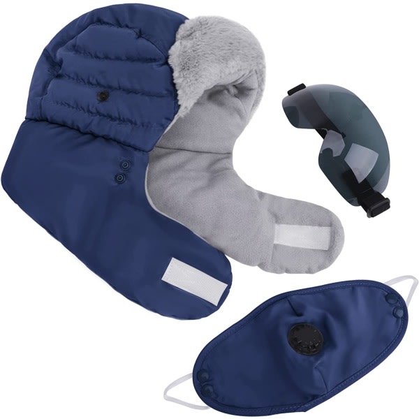 Vindt?t cover Balaclava med glas?gon Winter Thermal Navy