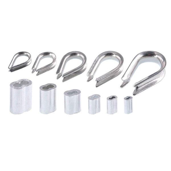 250-pack aluminiumtrådsöglor i 6 olika storlekar sortiment