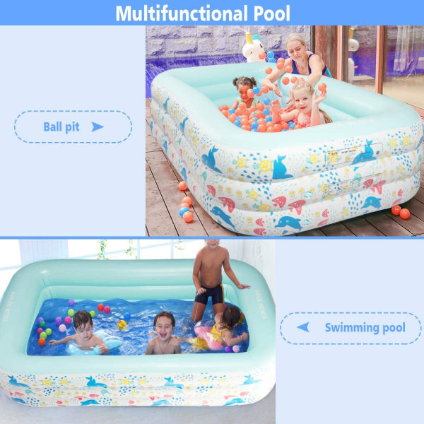 Uppblåsbar pool för barn och vuxna, överdimensionerad förtjockad familjepool för utomhusbruk, trädgård, bakgård, sommarvattenfest 135x100x35cm 135x100x35cm