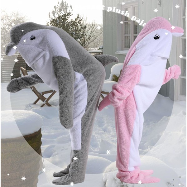 Unisex børnejumpsuits, 2023 kostume dyreonesie natkjole pyjamas hættede nattøj cosplay kigurumi nattøj jul halloween Delfin2 120