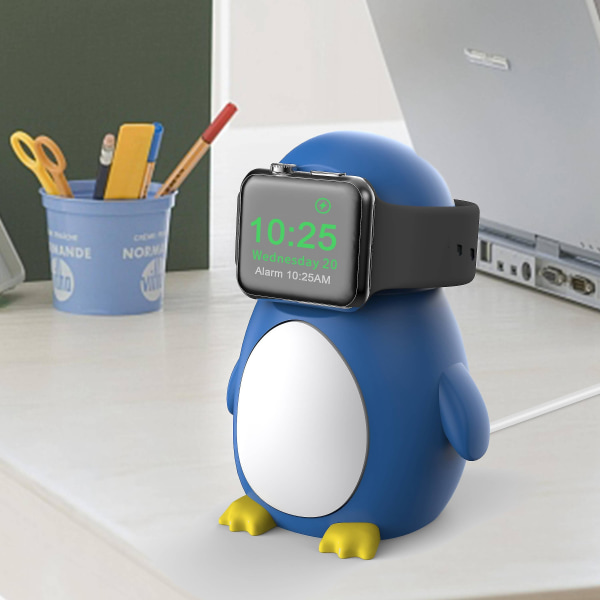 För Apple Watch Cute Penguin Silikon Laddningsbas Bordsladdningsställ Hållare (utan laddare)