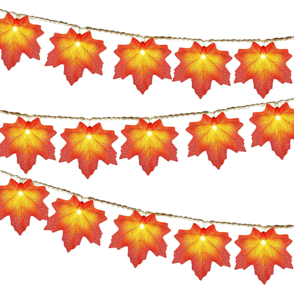 6m Lönnlöv Ljuskedja, 40 LED Höststrängljus för Höstfester B-lönnblad B-lönnblad