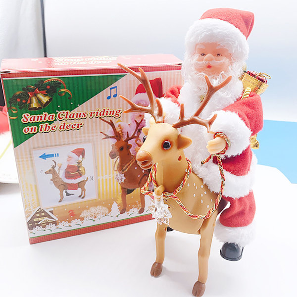 Joulukiipeilyhelmet Joulupukki sähköinen lelu kiipeää savupiipussa kiipeää portaissa joulukoristeet lahjat Santa Claus riding a deer