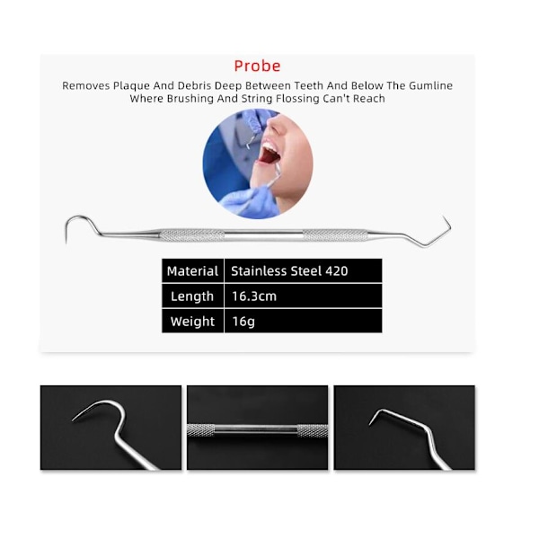 Tandvård set med 4, rostfritt stål tandsten borttagare, tandläkare