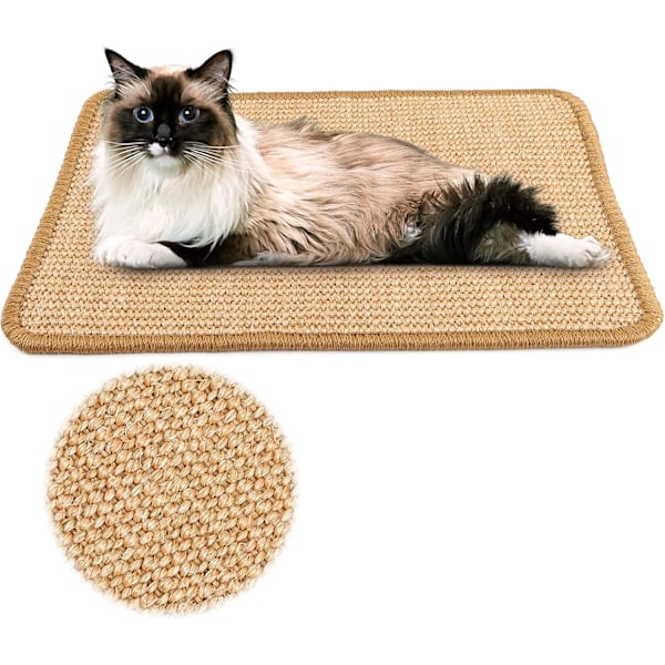 Naturlig Sisal Klømatte for Katter, Sklisikker Katt Kløbrett (30 x 40 cm, Khaki) kaki 30 x 40cm/11.8 x 15.7 in