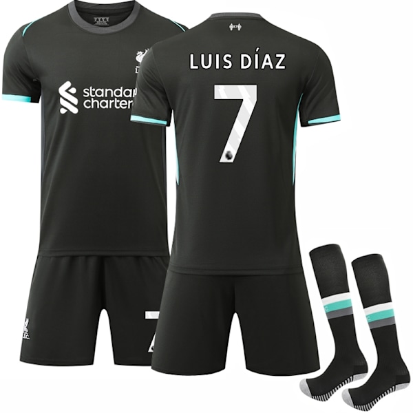 2024-2025 Liverpool FC Away Kit Kids Kit With Socks No.7 Luis Diaz - Perfect