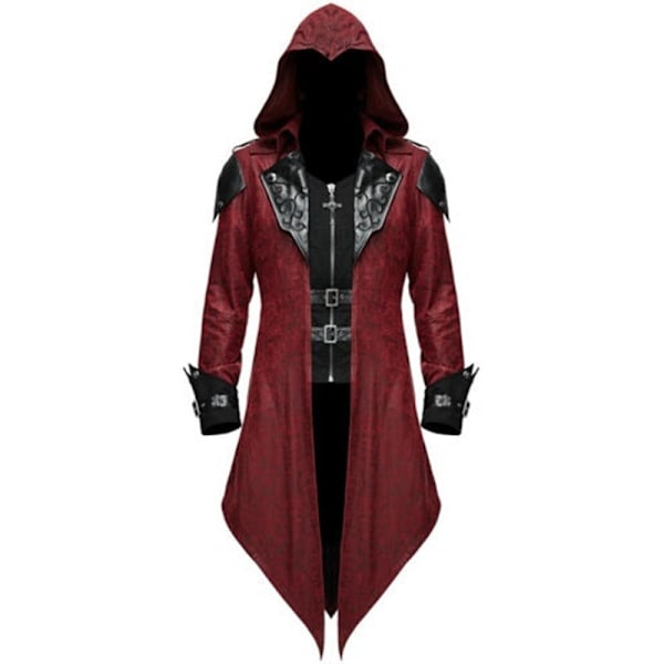 Ulkomaan kaupan boutique Eurooppalainen ja amerikkalainen keskiaikainen Cosplay-asu Halloween retro-paikkaus takki Goottilainen salamurhaaja Red=650g S