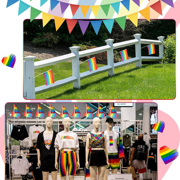50-pack Rainbow Pride-flagga Liten miniflagga Handh?llen flaggstav 20X28cm