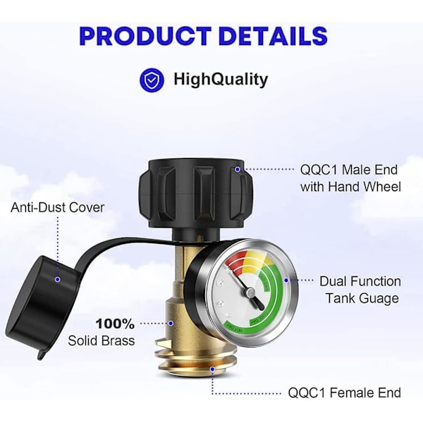 Qcc1-adapter, propantankmåleradapter propangascylinder gasregulatorserviceventil til QCC1 Parent