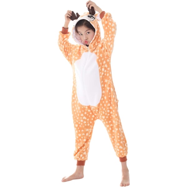 Barn/Unisex Fancy Dress Dyre Kostyme Onesie Pyjamas Jumpsuit Cosplay Kigurumi Jul Halloween Fancy Dress A-älg 120