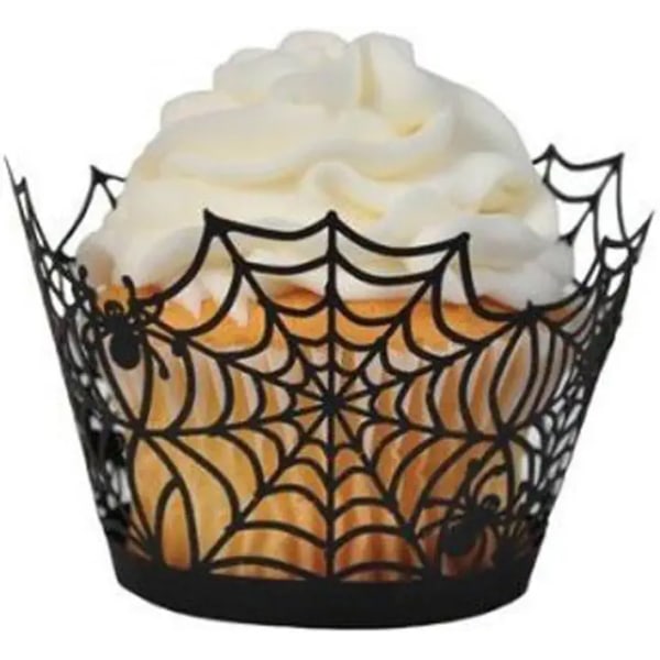50 st Halloween Cupcake Wrappers Spindeln?t T?rtdekoration Black Cherry