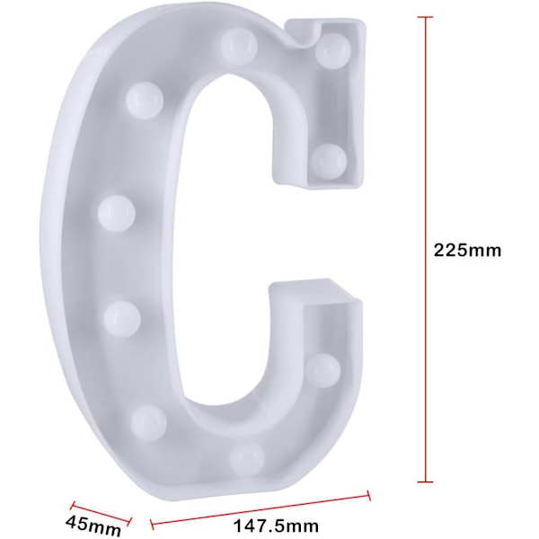 LED-bokstäver för fester och bröllop, batteridrivna (C) c