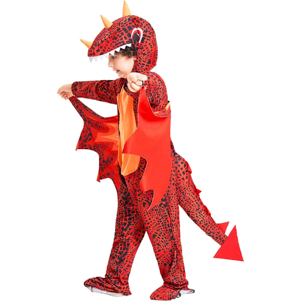 Barnedinosaur jumpsuit kostyme halloween kostyme unisex gutter jenter dino antrekk pterosaucer 7-8 Jahre