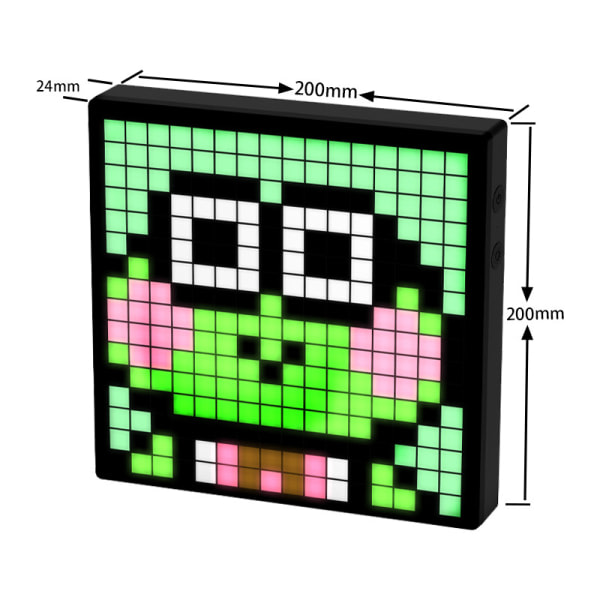 LED-pixelskärm, 16x16 programmerbar Pixel Art-skärm med APP-kontroll, kreativa animationer, rolig text och digital klocka, speltillbehör f Pixel 16x16 Pixel 16x16