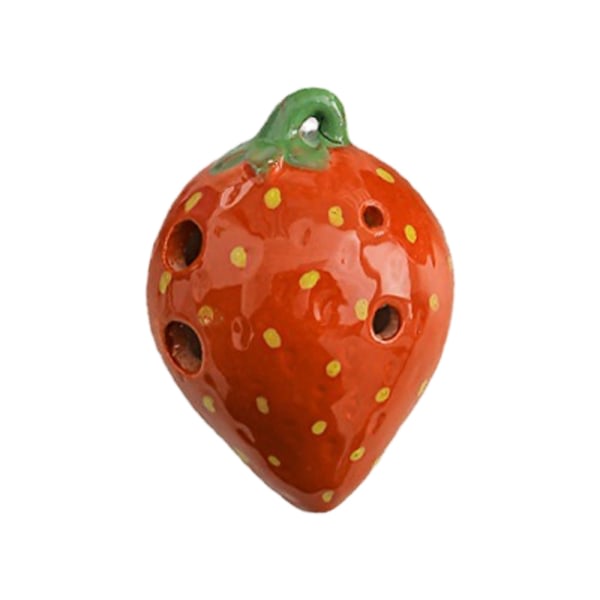6-h?ls Strawberry Ocarina - Keramisk Ocarina med halsrem röd
